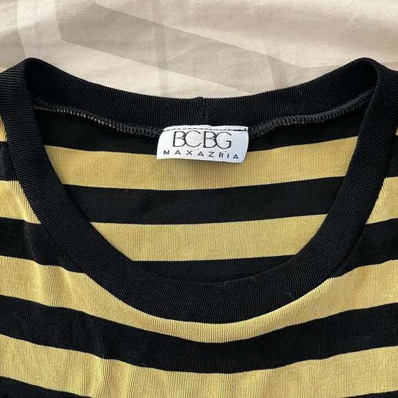 BCBGMaxAzria Black and Golden Yellow Striped Mini Dress - Picture 2 of 3